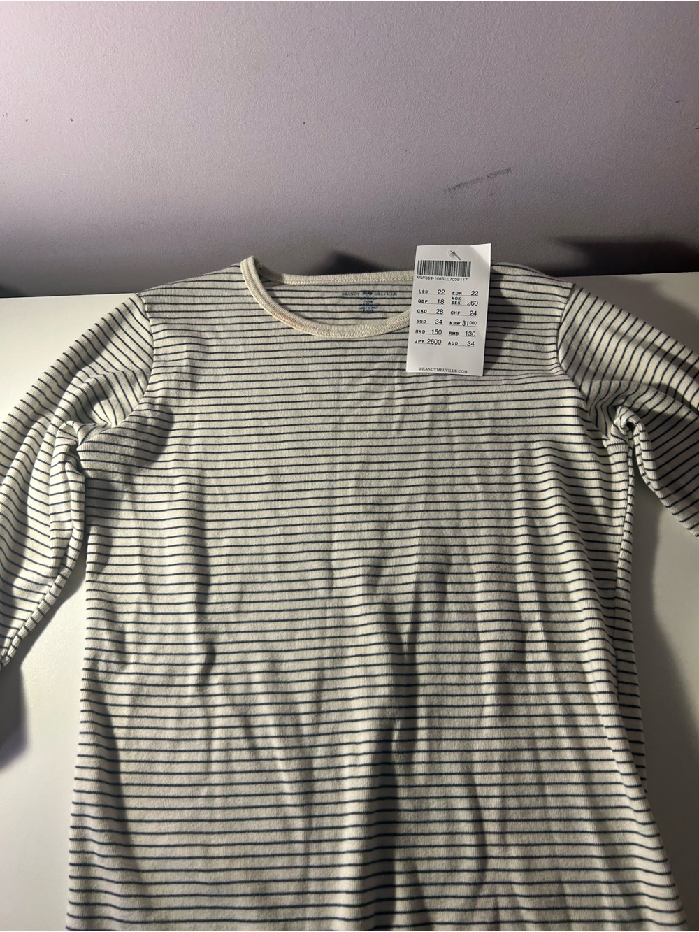 🧘‍♀️🌸Brandy Melville Striped Cream and Navy Knit Top